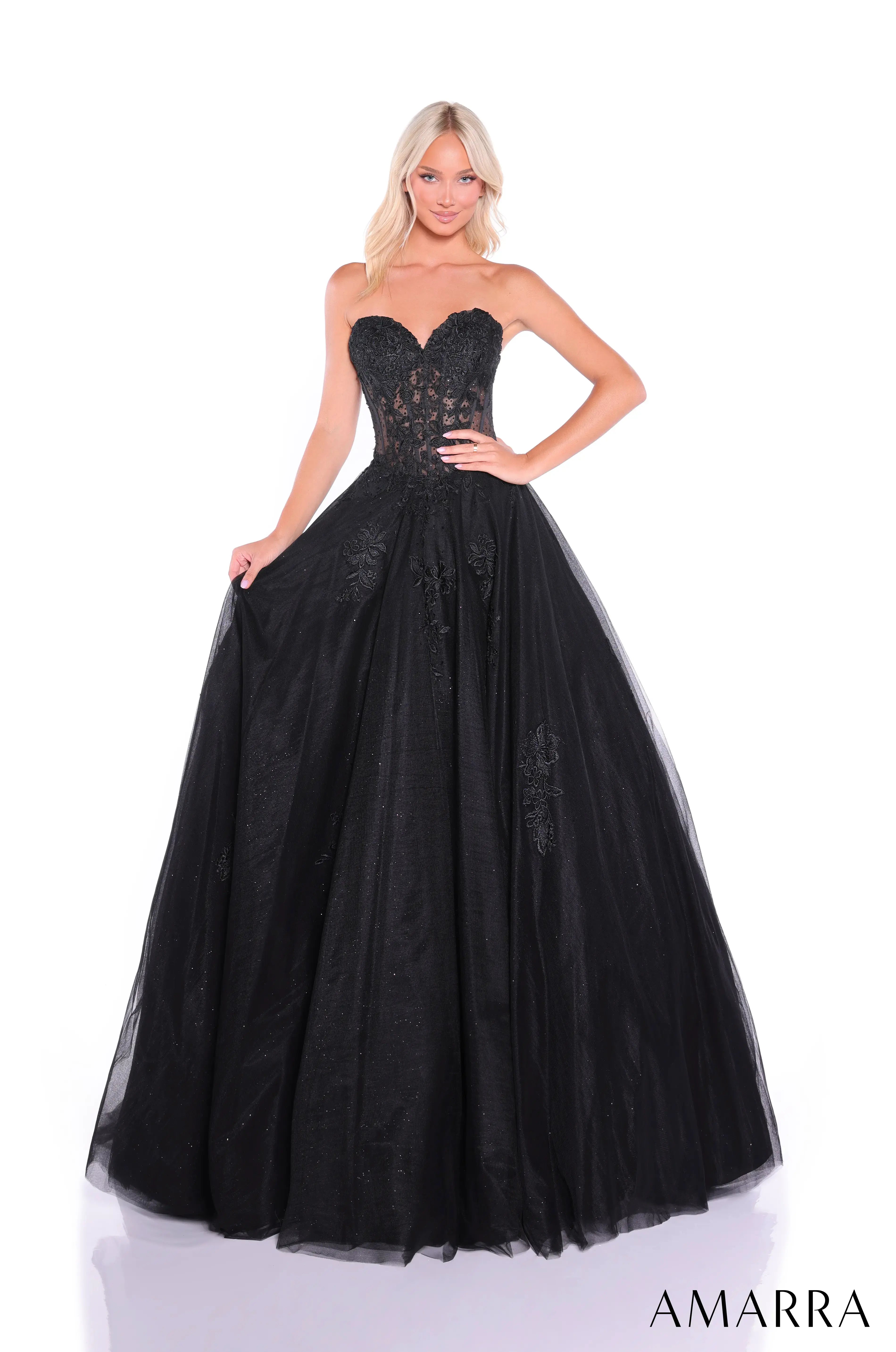 Sweetheart Ball Gown with Sheer Lace Corset Style 89011