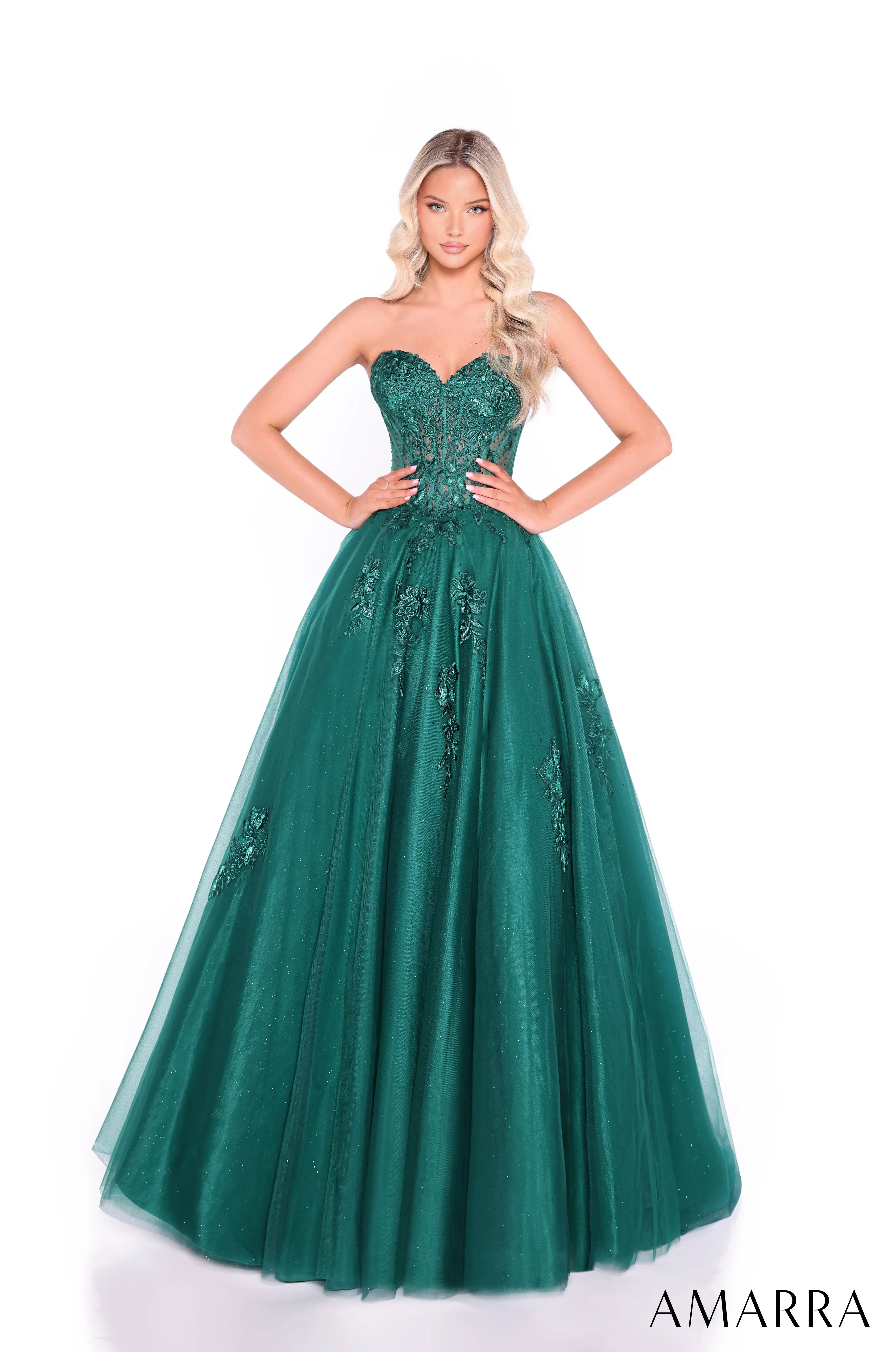 Sweetheart Ball Gown with Sheer Lace Corset Style 89011