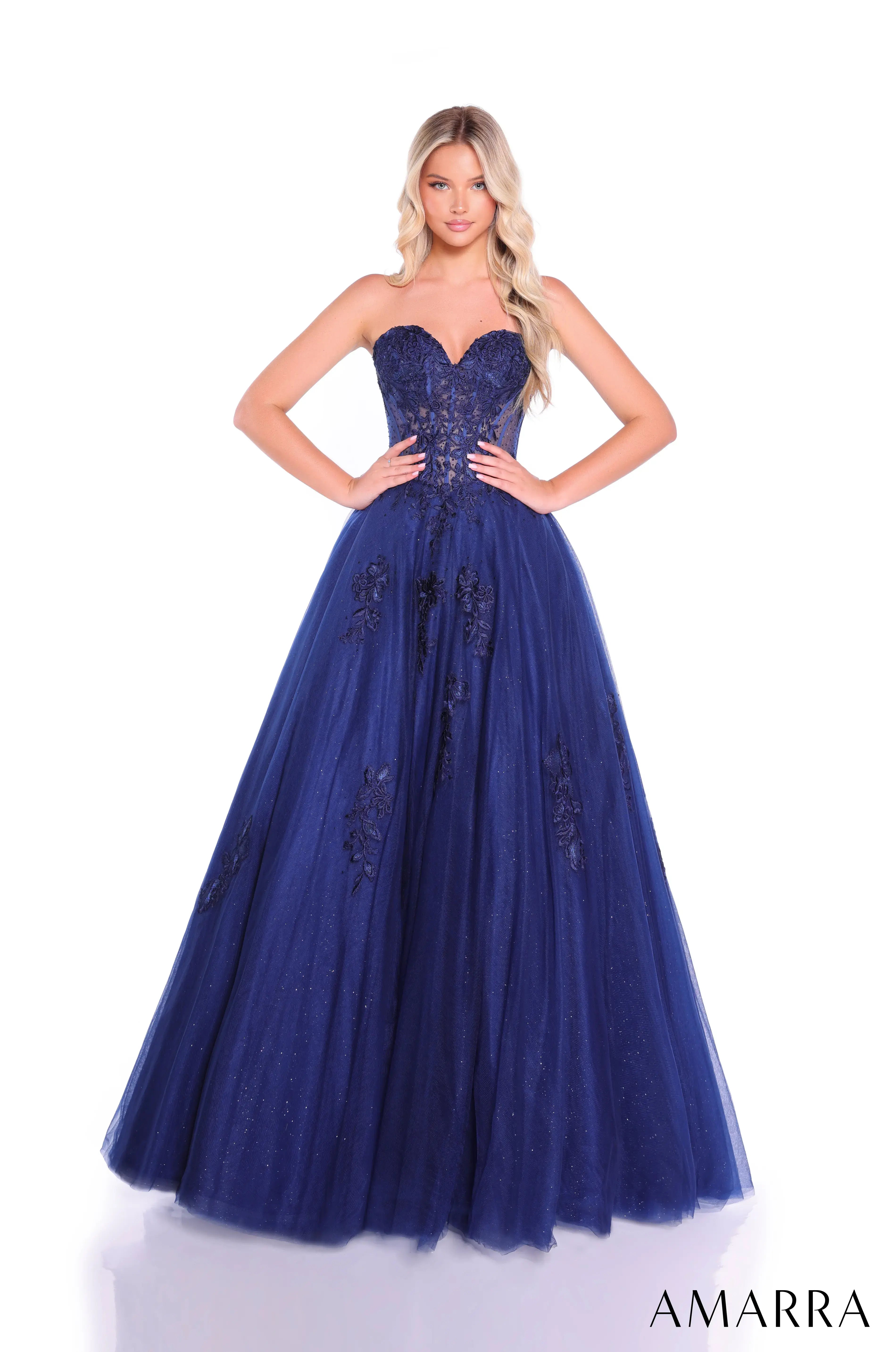Sweetheart Ball Gown with Sheer Lace Corset Style 89011